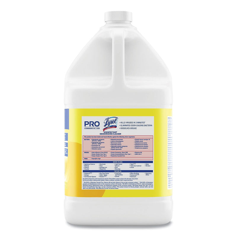 Lysol Disinfecting Cleaner, Lemon Scent, 128 oz., 4/Carton (19200-99985)