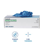 Boardwalk Powder Free Nitrile Industrial Gloves, Latex Free, Small, Blue, 100 Gloves/Box (395SBXA)