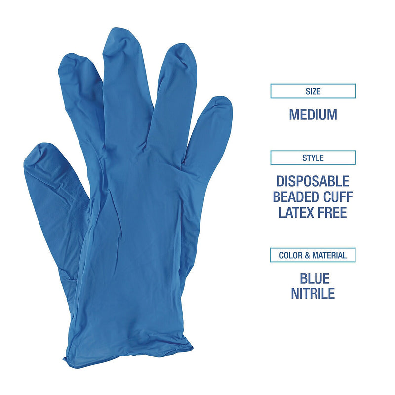 Boardwalk Powder Free Nitrile Industrial Gloves, Latex Free, Small, Blue, 100 Gloves/Box (395SBXA)