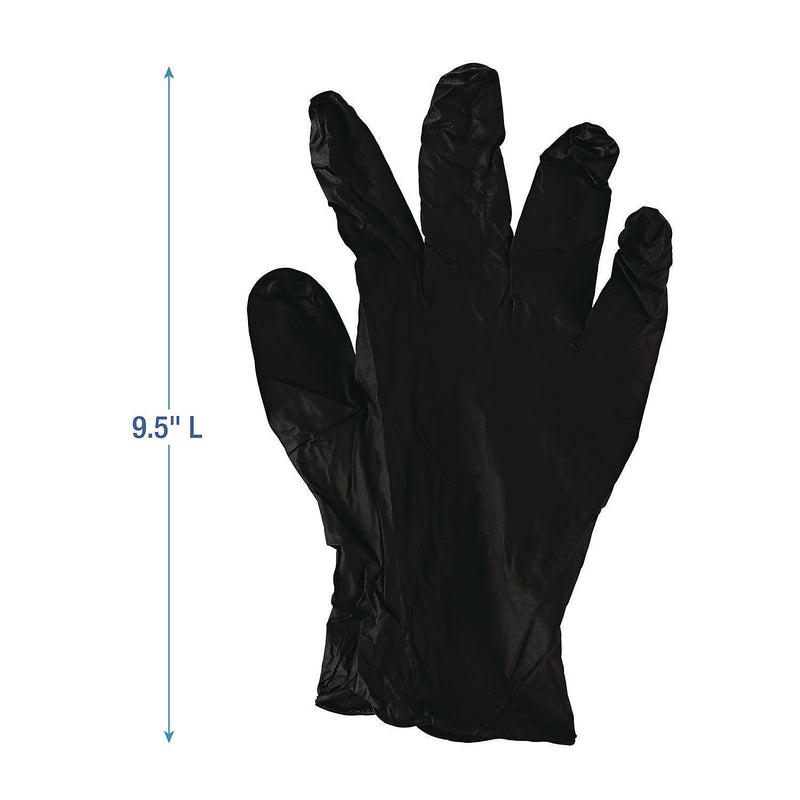 Boardwalk Powder Free Nitrile Industrial Gloves, Latex Free, Small, Black, 100 Gloves/Box (396SBXA)
