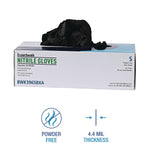 Boardwalk Powder Free Nitrile Industrial Gloves, Latex Free, Small, Black, 100 Gloves/Box (396SBXA)