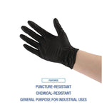 Boardwalk Powder Free Nitrile Industrial Gloves, Latex Free, Small, Black, 100 Gloves/Box (396SBXA)