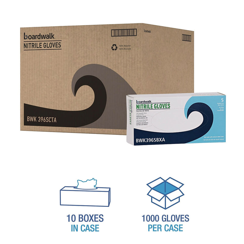 Boardwalk Powder Free Nitrile Industrial Gloves, Latex Free, Small, Black, 100 Gloves/Box, 10 Boxes/Carton (396SCTA)
