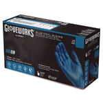 GloveWorks by AMMEX Powder Free Vinyl Industrial Gloves, Latex Free, Medium, Blue, 100 Gloves/Box, 10 Boxes/Carton (IVBPF44100)