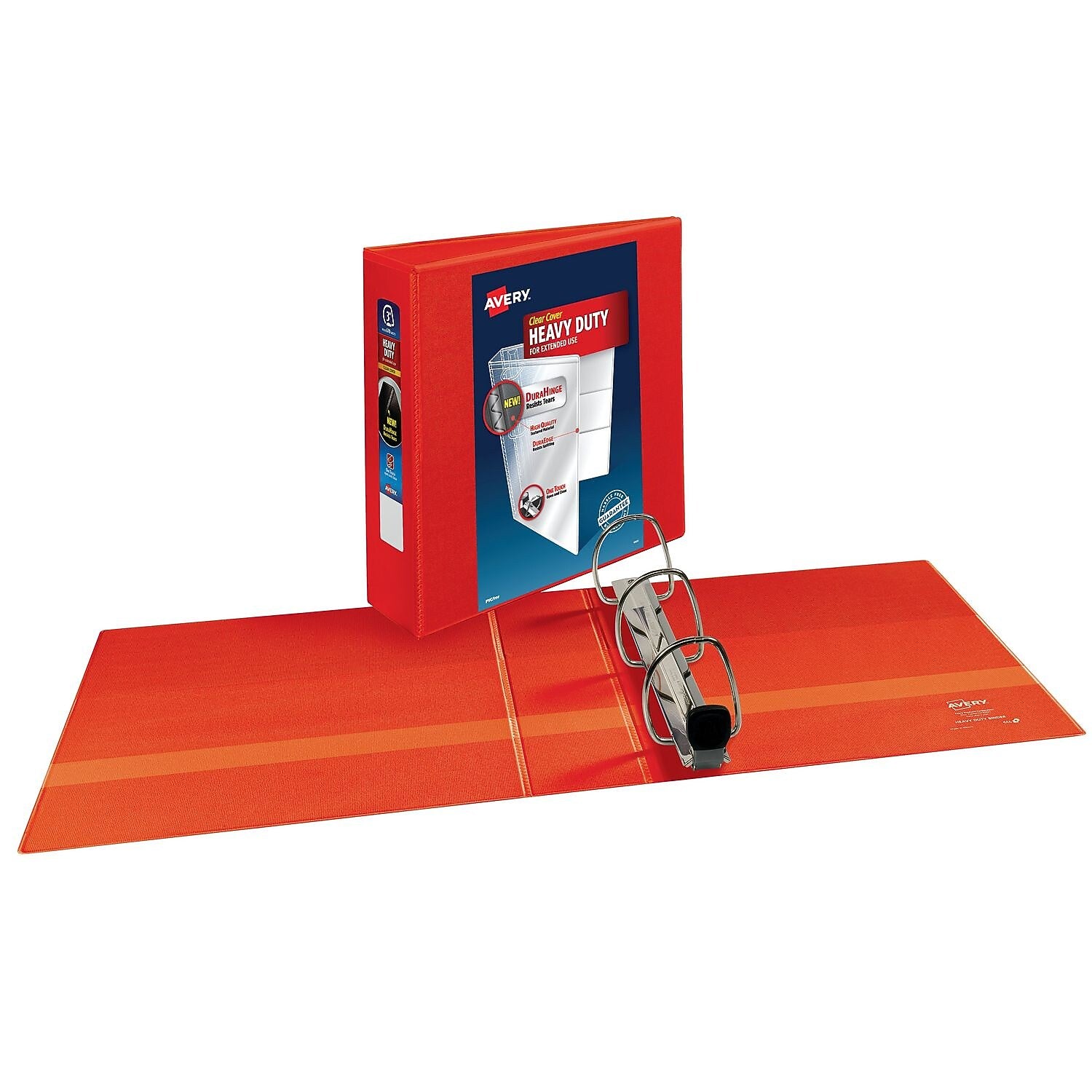 Avery Heavy Duty 3" 3-Ring View Binders, D-Ring, Red, 4/Carton (79325)