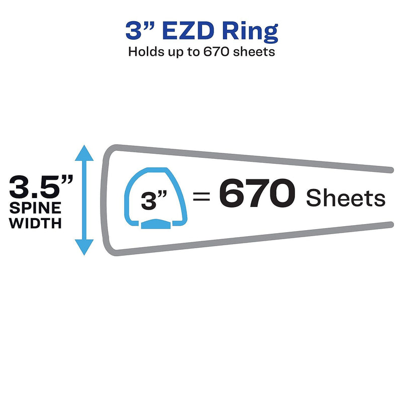 Avery Heavy Duty 3" 3-Ring View Binders, D-Ring, Red, 4/Carton (79325)