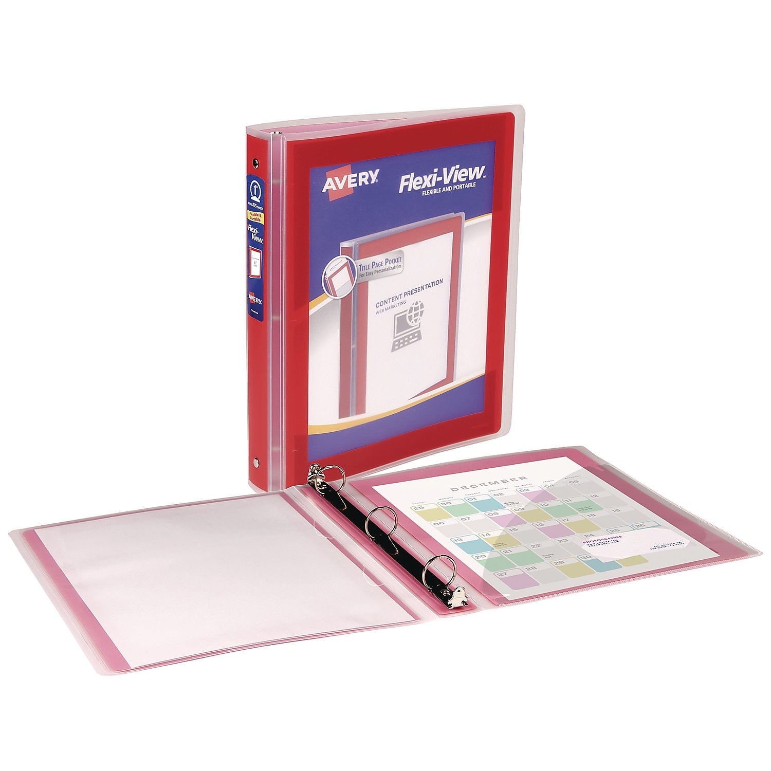 Avery Flexi-View 1" 3-Ring View Binder, Red (17606)