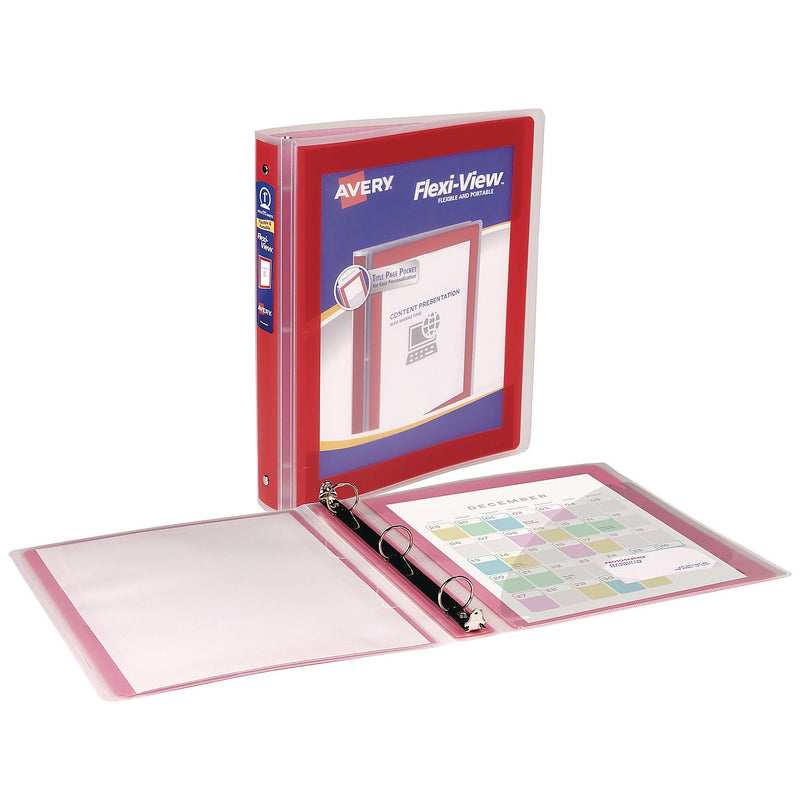 Avery Flexi-View 1" 3-Ring View Binder, Red (17606)
