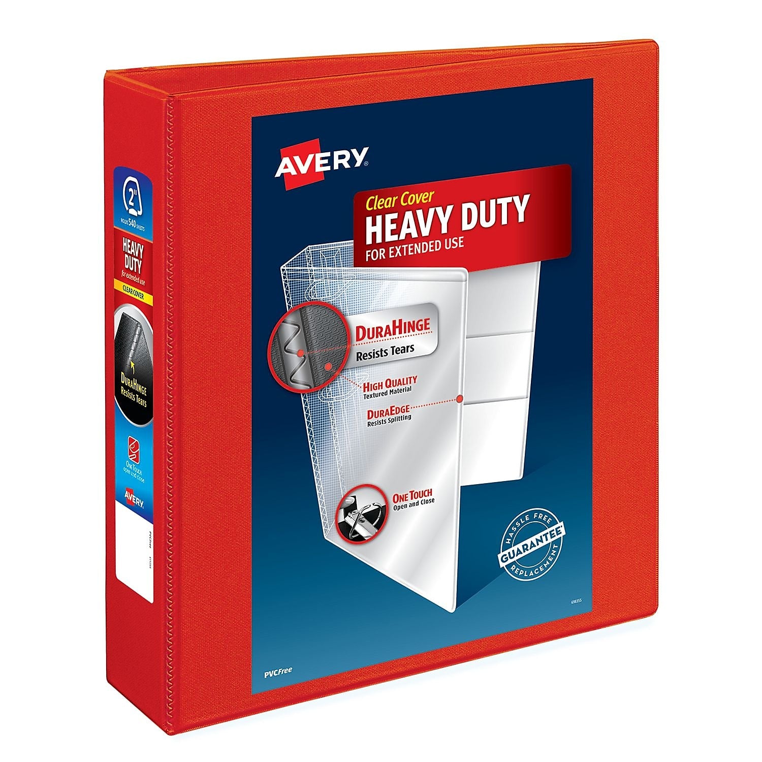 Avery Heavy Duty 2" 3-Ring View Binders, D-Ring, Red, 6/Carton (79225)
