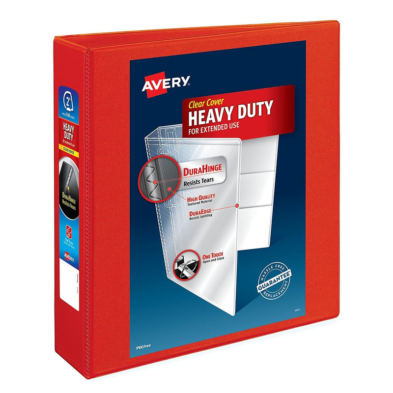 Avery Heavy Duty 2" 3-Ring View Binders, D-Ring, Red, 6/Carton (79225)