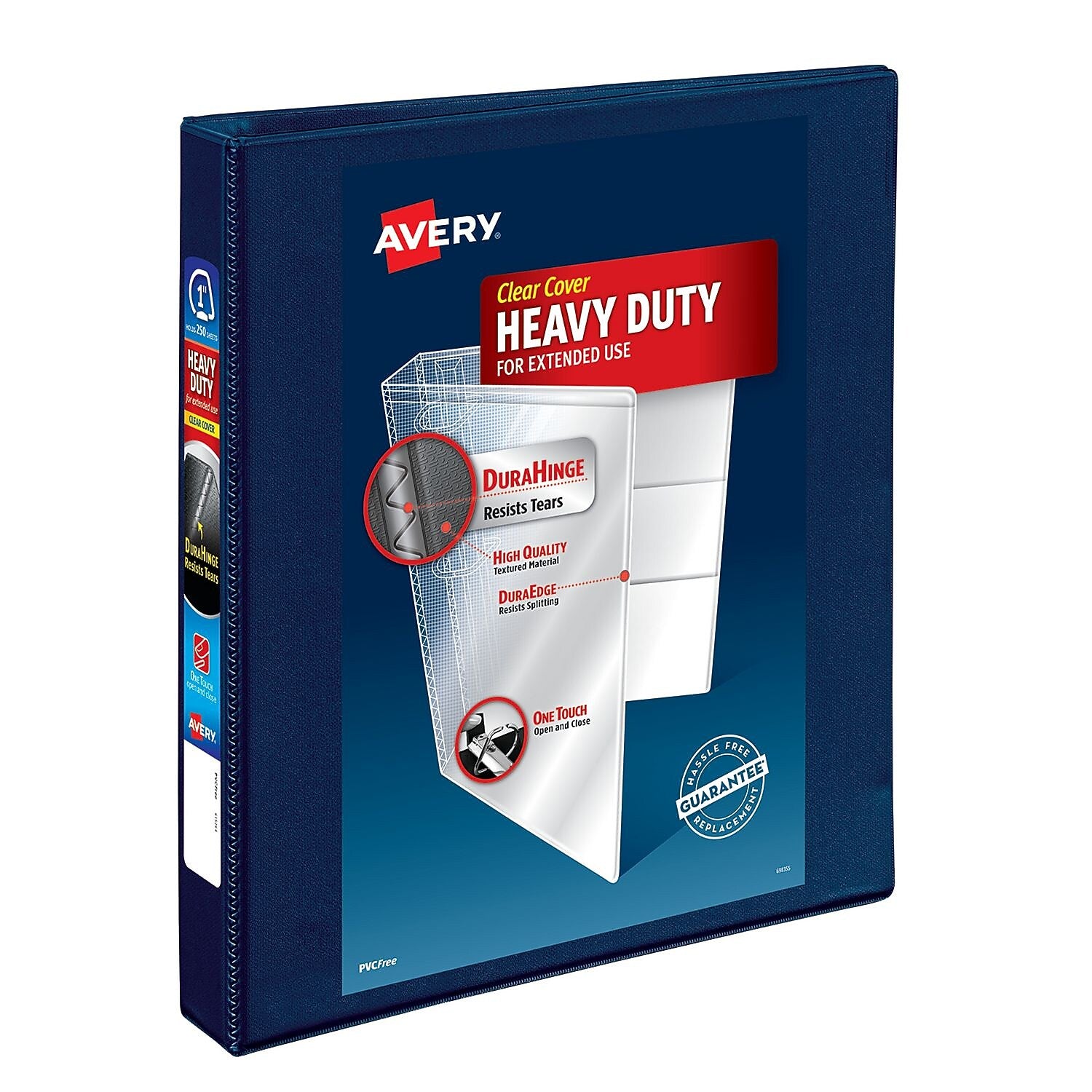 Avery Heavy Duty 1" 3-Ring View Binders, D-Ring, Navy Blue, 12/Carton (79809)
