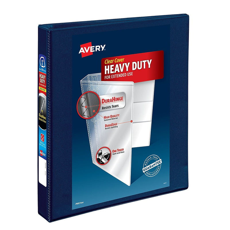Avery Heavy Duty 1" 3-Ring View Binders, D-Ring, Navy Blue, 12/Carton (79809)