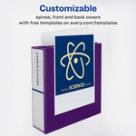 Avery Heavy Duty 3" 3-Ring View Binders, D-Ring, Purple, 4/Carton (79810)