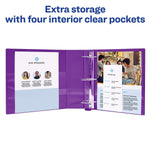 Avery Heavy Duty 3" 3-Ring View Binders, D-Ring, Purple, 4/Carton (79810)