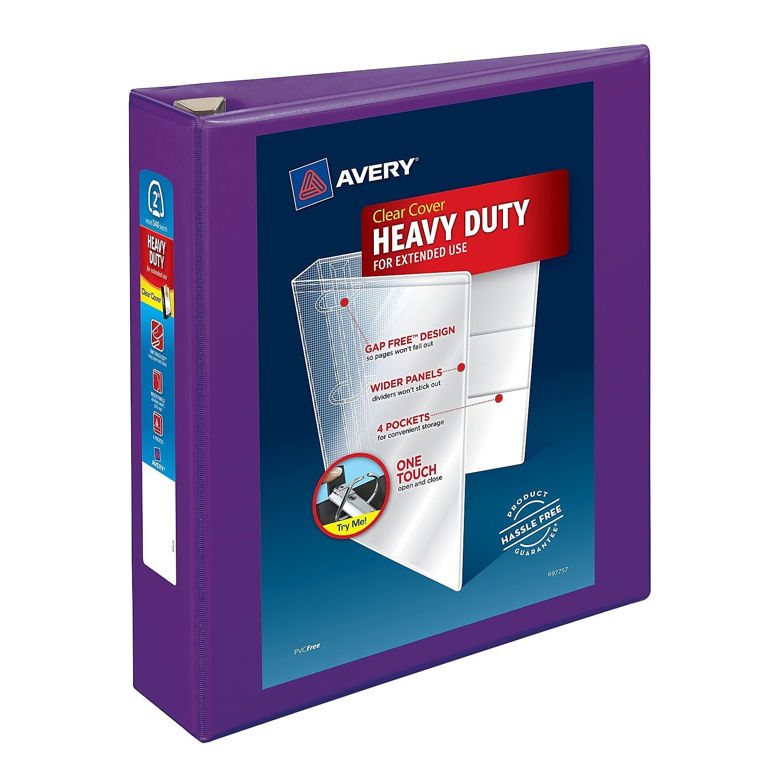 Avery Heavy Duty 2" 3-Ring View Binders, D-Ring, Purple, 6/Carton (79777)
