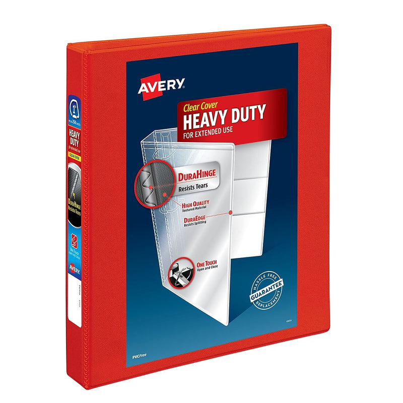 Avery Heavy Duty 1" 3-Ring View Binders, D-Ring, Red, 12/Carton (79170)
