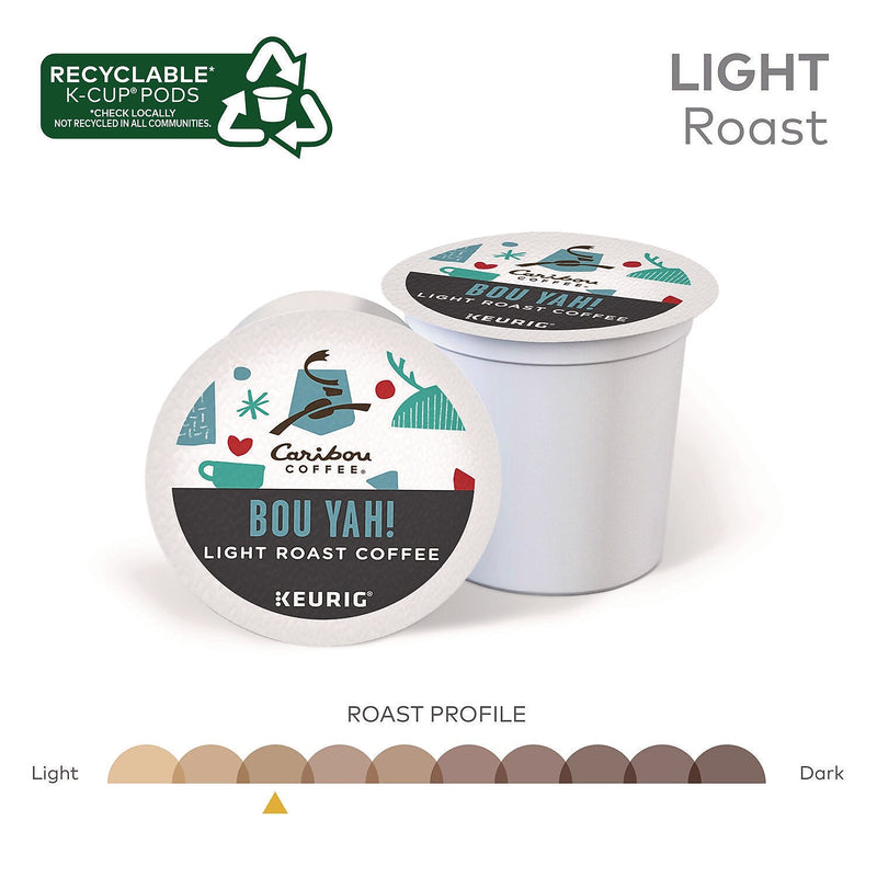 Caribou Coffee BOU YAH Coffee K-Cup, Light Roast, 22/Box (5000368779)