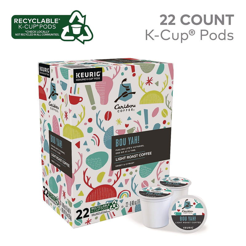 Caribou Coffee BOU YAH Coffee K-Cup, Light Roast, 22/Box (5000368779)
