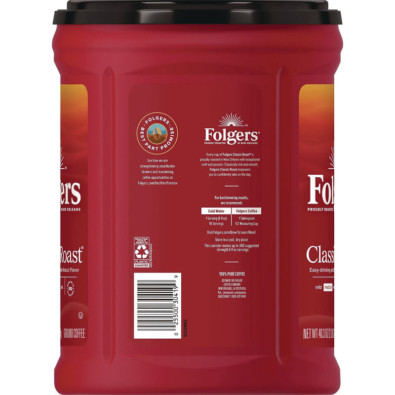 Folgers Classic Roast Coffee, Medium Roast, 40.3 oz., 6/Carton (2550030419)