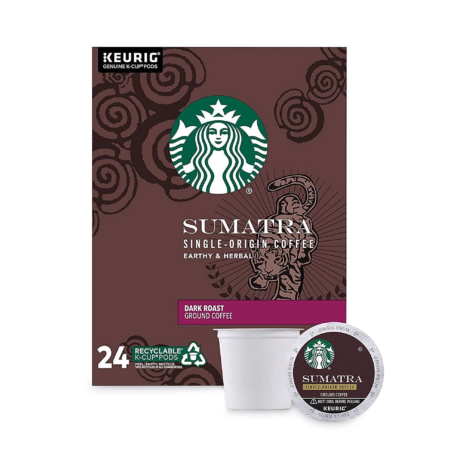 Starbucks Sumatra Coffee K-Cup, Dark Roast, 0.4 oz., 96/Box (12565254)