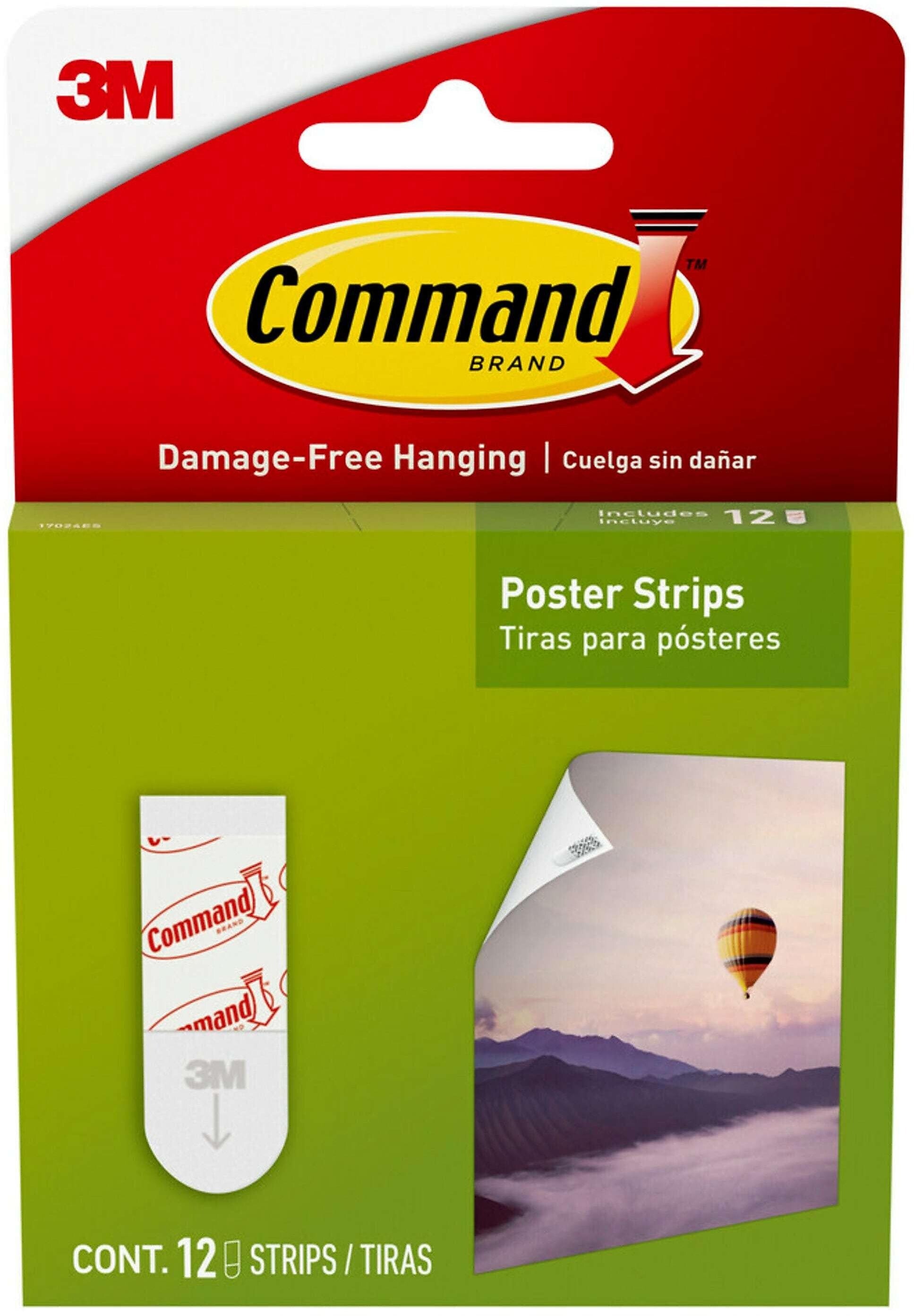 Command Poster Strips Value Pack, White, 12 Strips (17024ES)