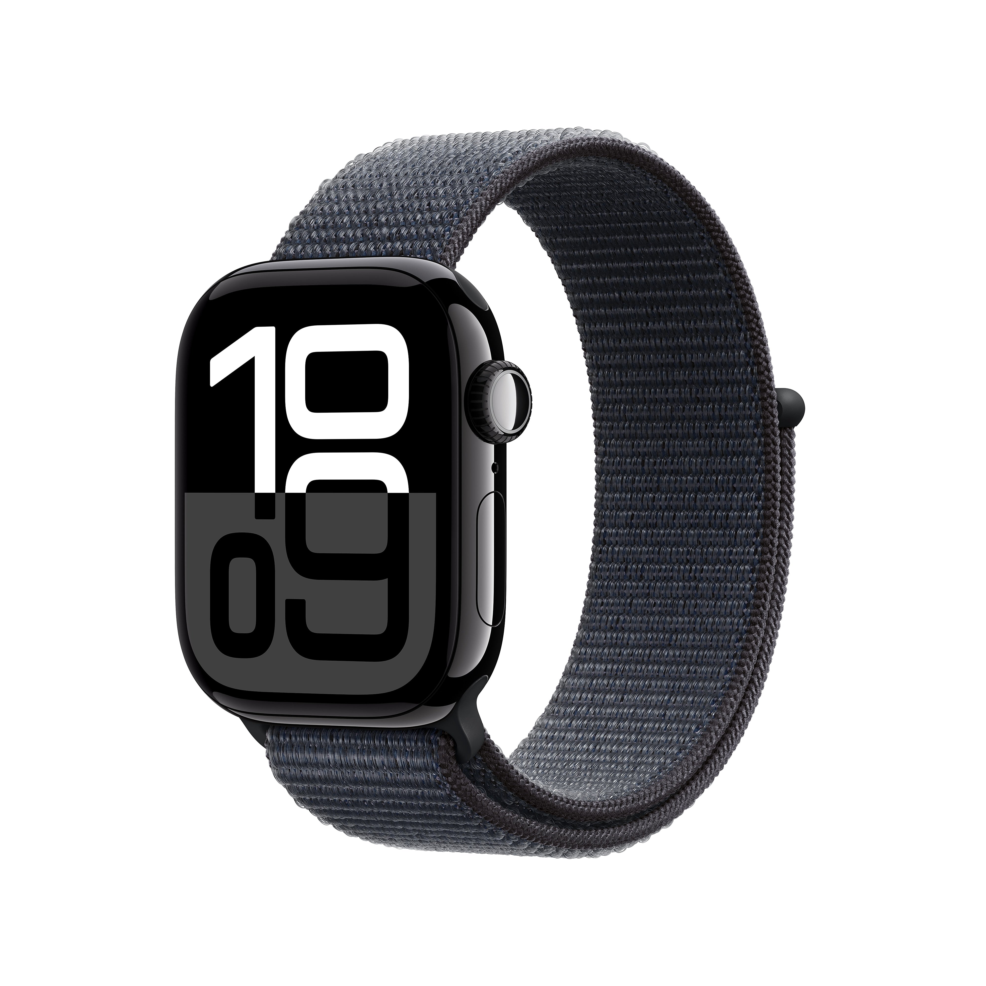 Apple Watch Series 10 GPS Smartwatch, 42mm, Jet Black Aluminum Case with Ink Sport Loop (MWWG3LW/A)