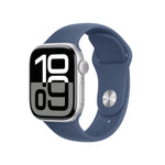 Apple Watch Series 10 GPS Smartwatch, 42mm, Silver Aluminum Case with Denim Sport Band, Small/Medium (MWWA3LW/A)
