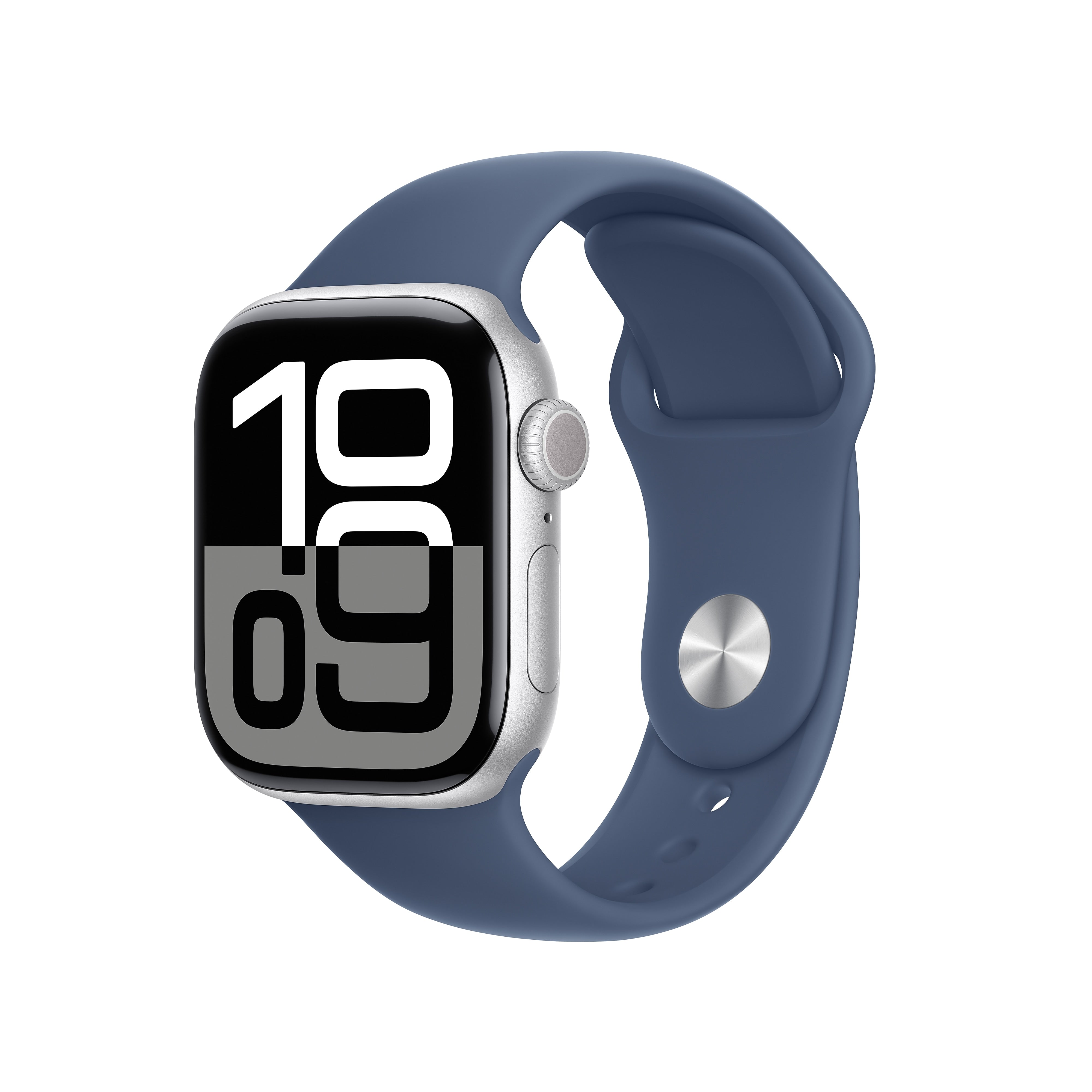 Apple Watch Series 10 GPS Smartwatch, 42mm, Silver Aluminum Case with Denim Sport Band, Medium/Large (MWWC3LW/A)