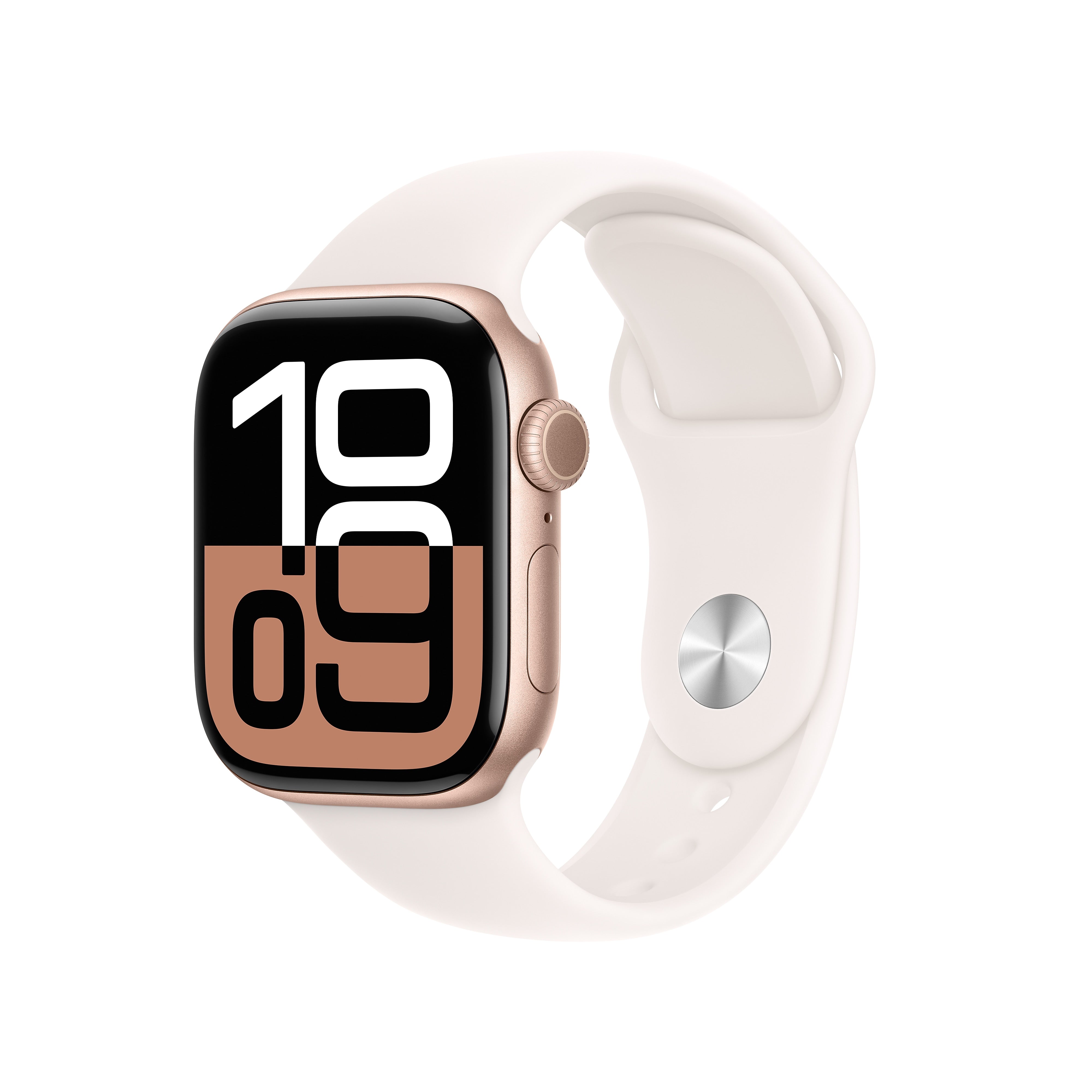 Apple Watch Series 10 GPS Smartwatch, 42mm, Rose Gold Aluminum Case with Light Blush Sport Band, Small/Medium (MWWH3LW/A)