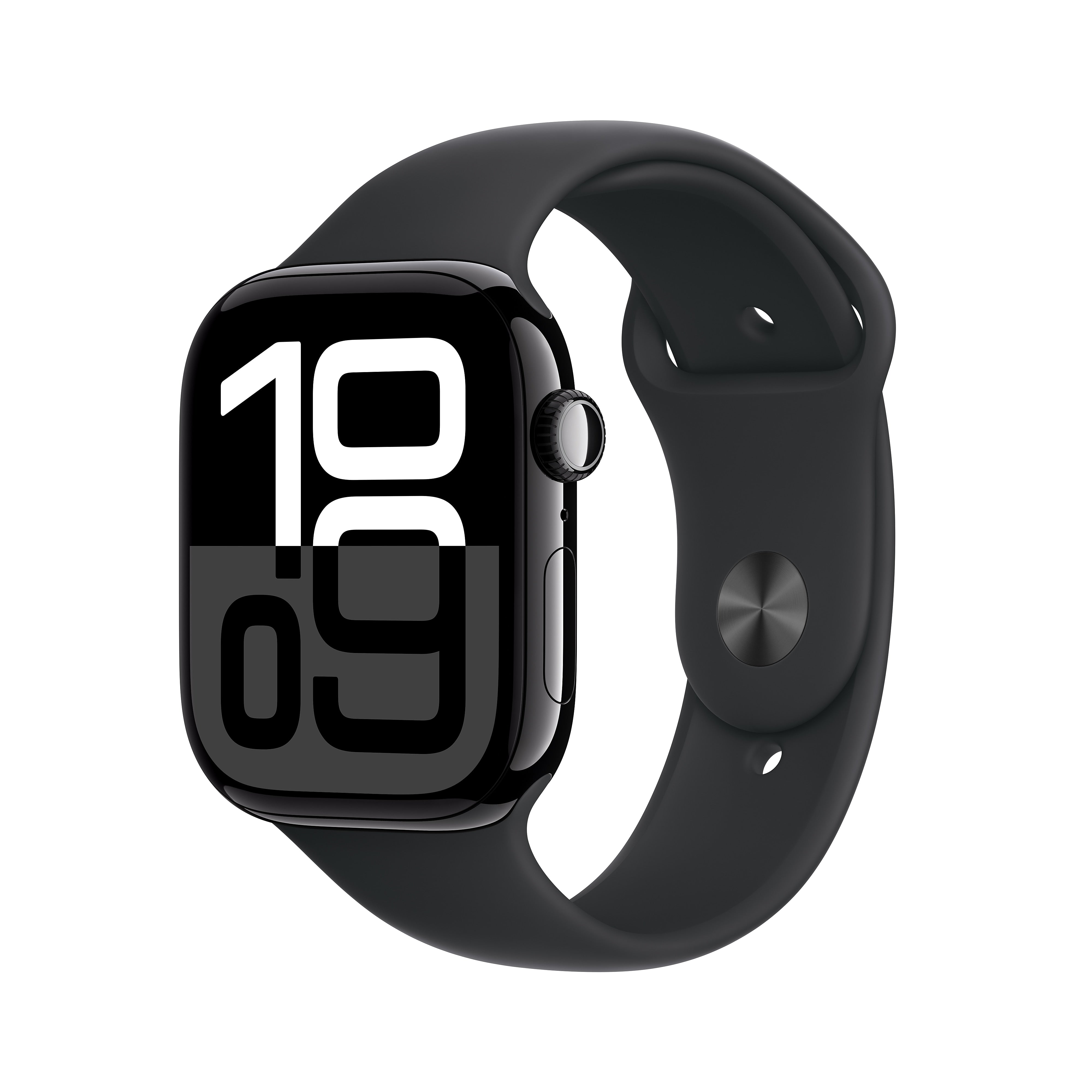 Apple Watch Series 10 GPS Smartwatch, 46mm, Jet Black Aluminum Case with Black Sport Band, Small/Medium (MWWP3LW/A)