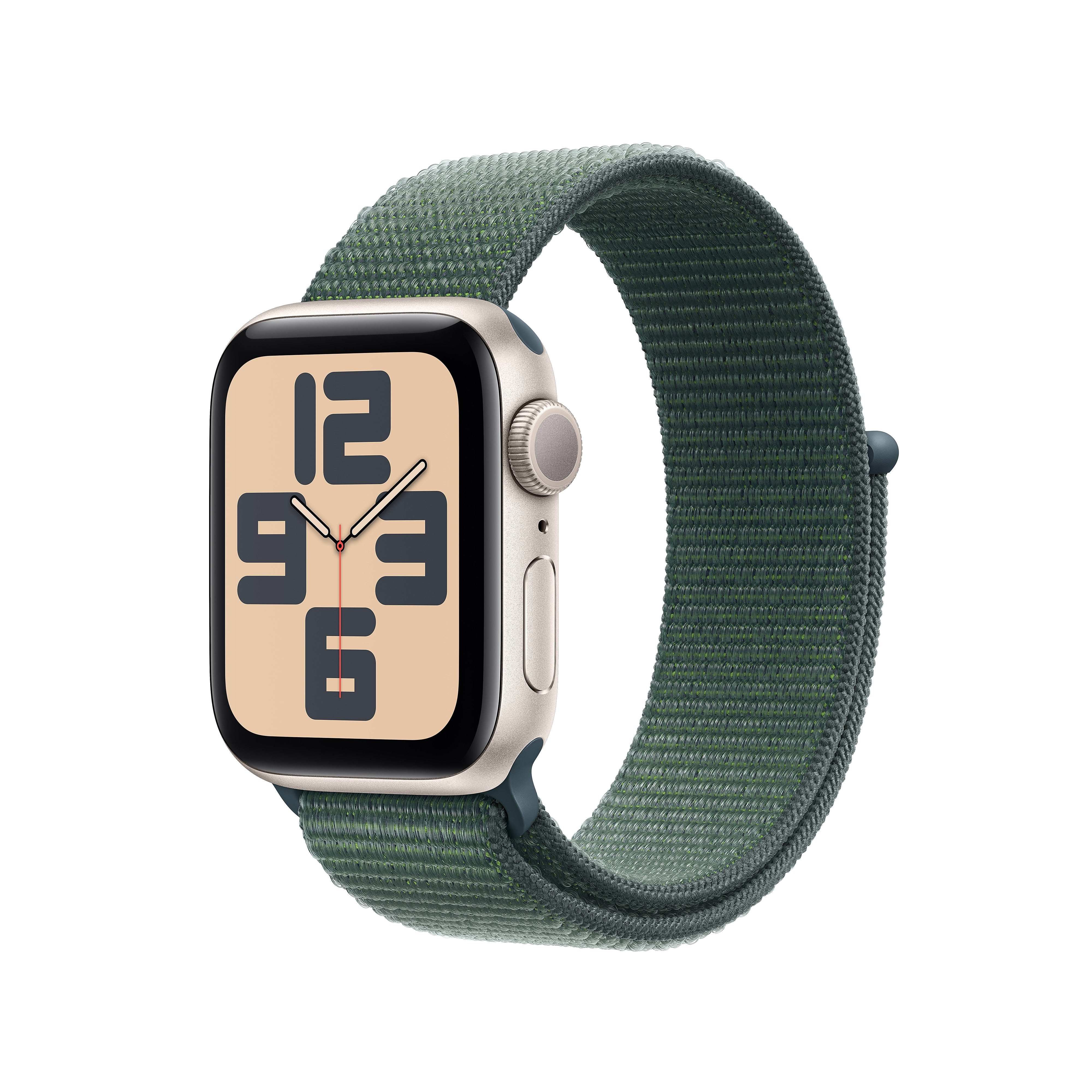 Apple Watch SE GPS Smartwatch, 40mm, Starlight Aluminum Case with Lake Green Sport Loop (MXEH3LL/A)