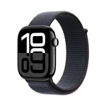 Apple Watch Series 10 GPS Smartwatch, 46mm, Jet Black Aluminum Case with Ink Sport Loop (MWWR3LW/A)