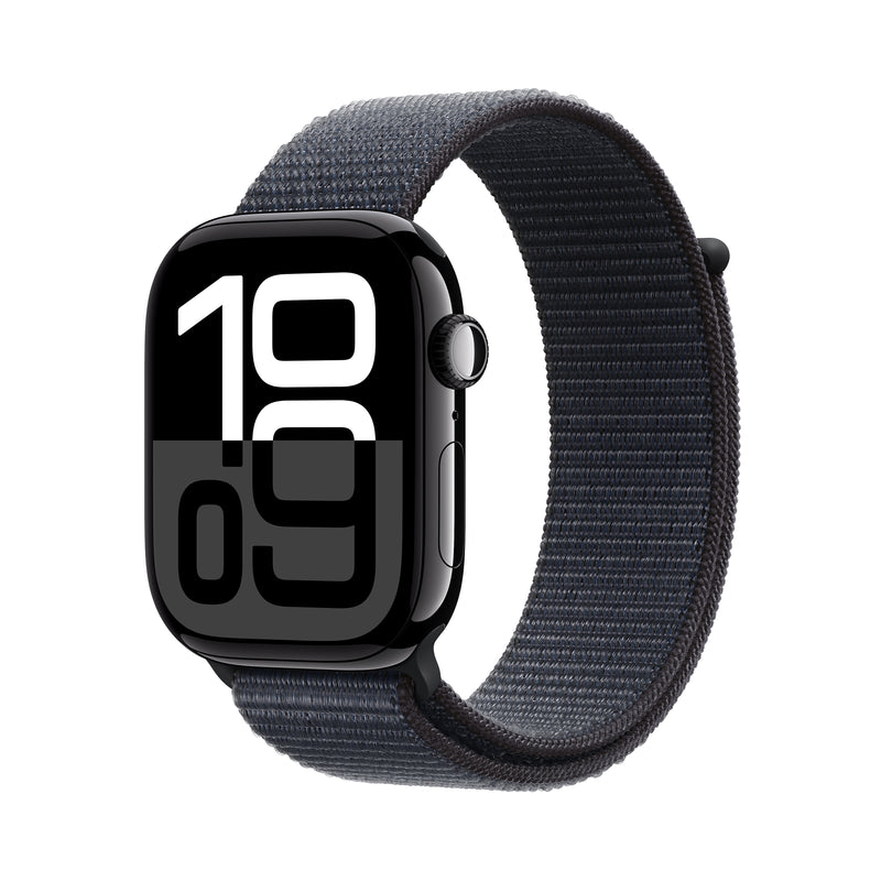 Apple Watch Series 10 GPS Smartwatch, 46mm, Jet Black Aluminum Case with Ink Sport Loop (MWWR3LW/A)