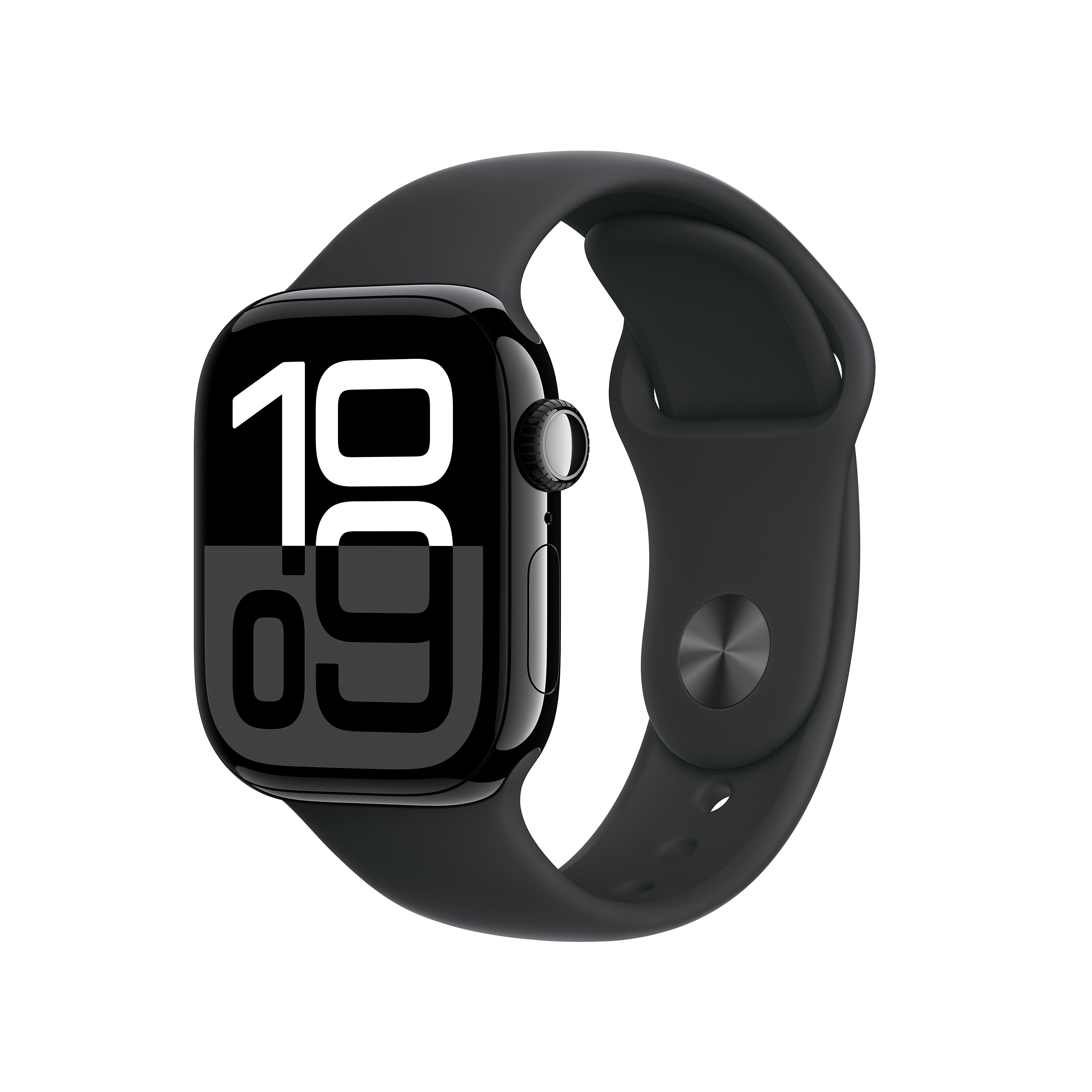 Apple Watch Series 10 GPS + Cellular Smartwatch, 42mm, Jet Black Aluminum Case with Black Sport Band, Medium/Large (MWX73LW/A)