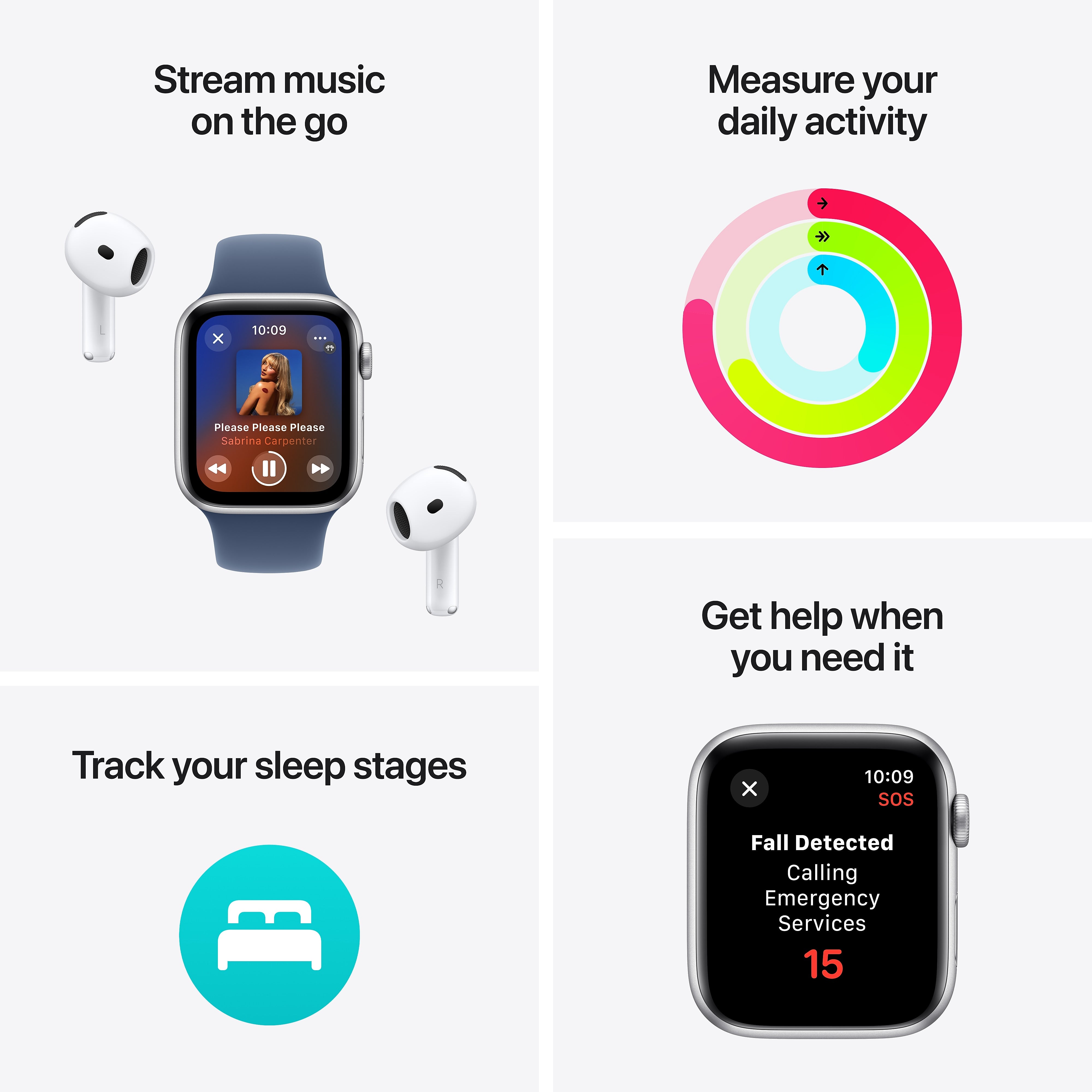 Apple Watch SE GPS Smartwatch, 44mm, Starlight Aluminum Case with Lake Green Sport Loop (MXEW3LL/A)