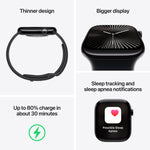 Apple Watch Series 10 GPS Smartwatch, 46mm, Rose Gold Aluminum Case with Light Blush Sport Band, Small/Medium (MWWT3LW/A)