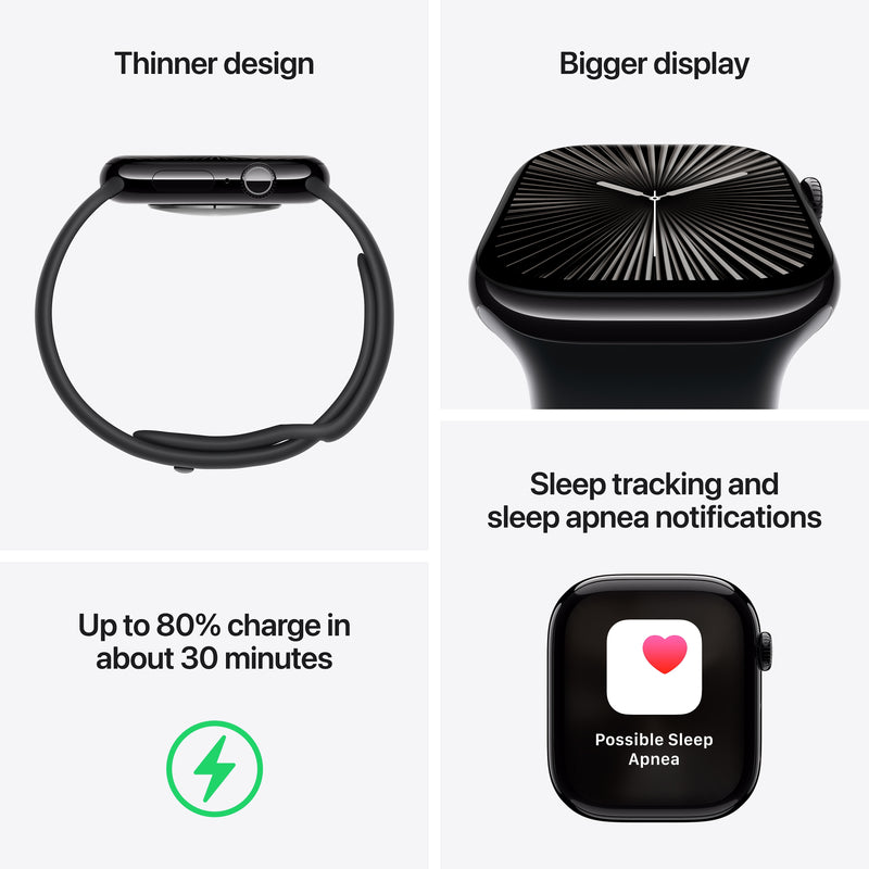 Apple Watch Series 10 GPS Smartwatch, 42mm, Rose Gold Aluminum Case with Plum Sport Loop (MWWK3LW/A)