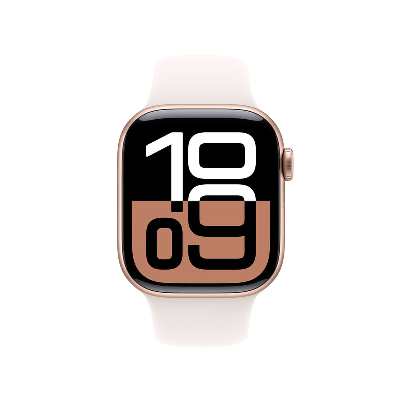Apple Watch Series 10 GPS + Cellular Smartwatch, 42mm, Rose Gold Aluminum Case with Light Blush Sport Band, S/M (MWX93LW/A)