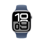 Apple Watch Series 10 GPS Smartwatch, 46mm, Silver Aluminum Case with Denim Sport Band, Small/Medium (MWWL3LW/A)