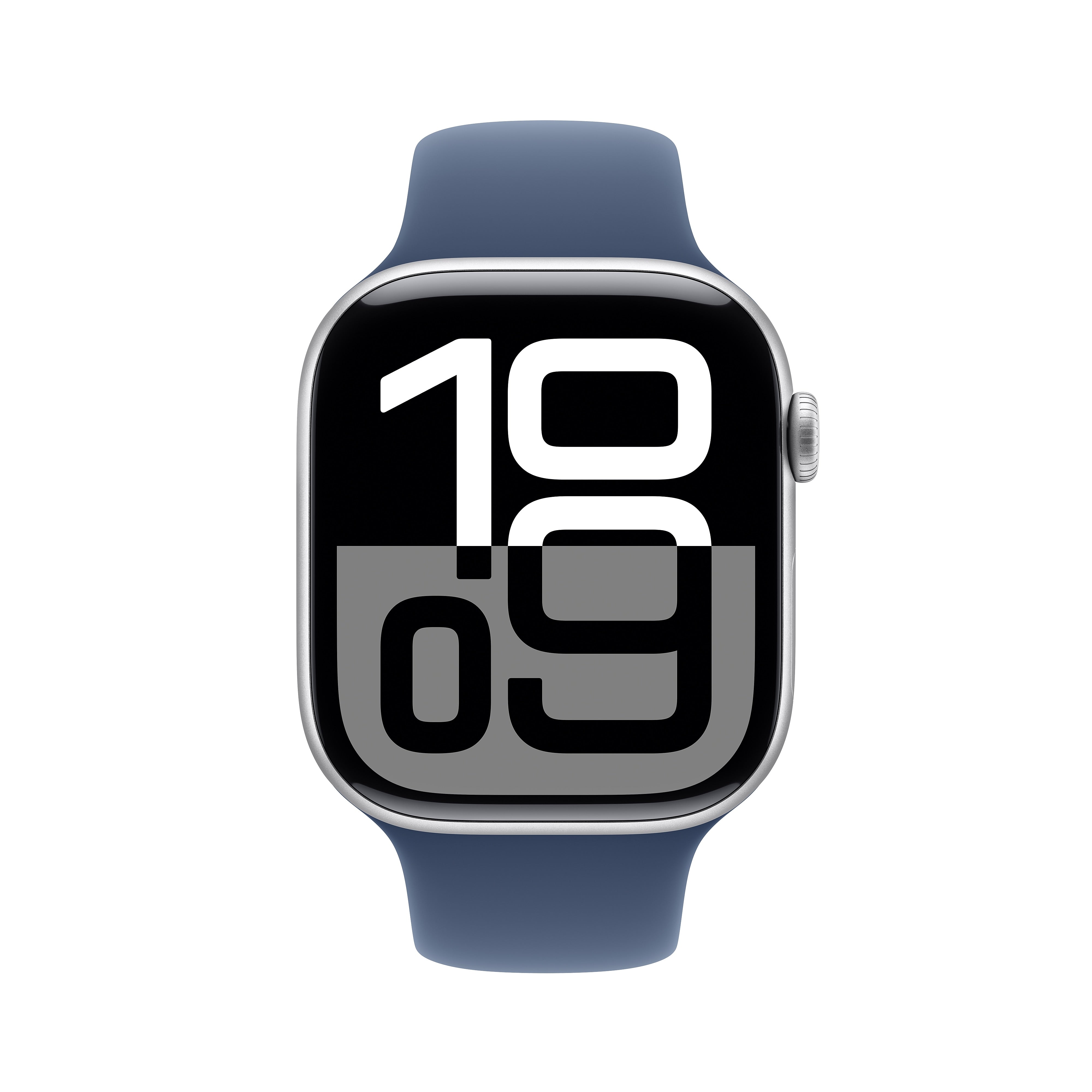 Apple Watch Series 10 GPS Smartwatch, 46mm, Silver Aluminum Case with Denim Sport Band, Small/Medium (MWWL3LW/A)