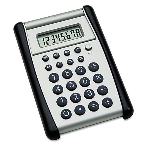 AbilityOne Skilcraft 8-Digit Battery Powered Basic Calculator, Silver/Black (NSN4844559)