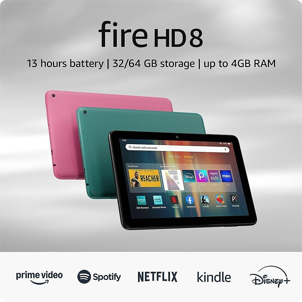 Amazon Fire HD, 12th Generation,  8" Tablet, WiFi, 32GB, Fire OS, Black (53-035893)