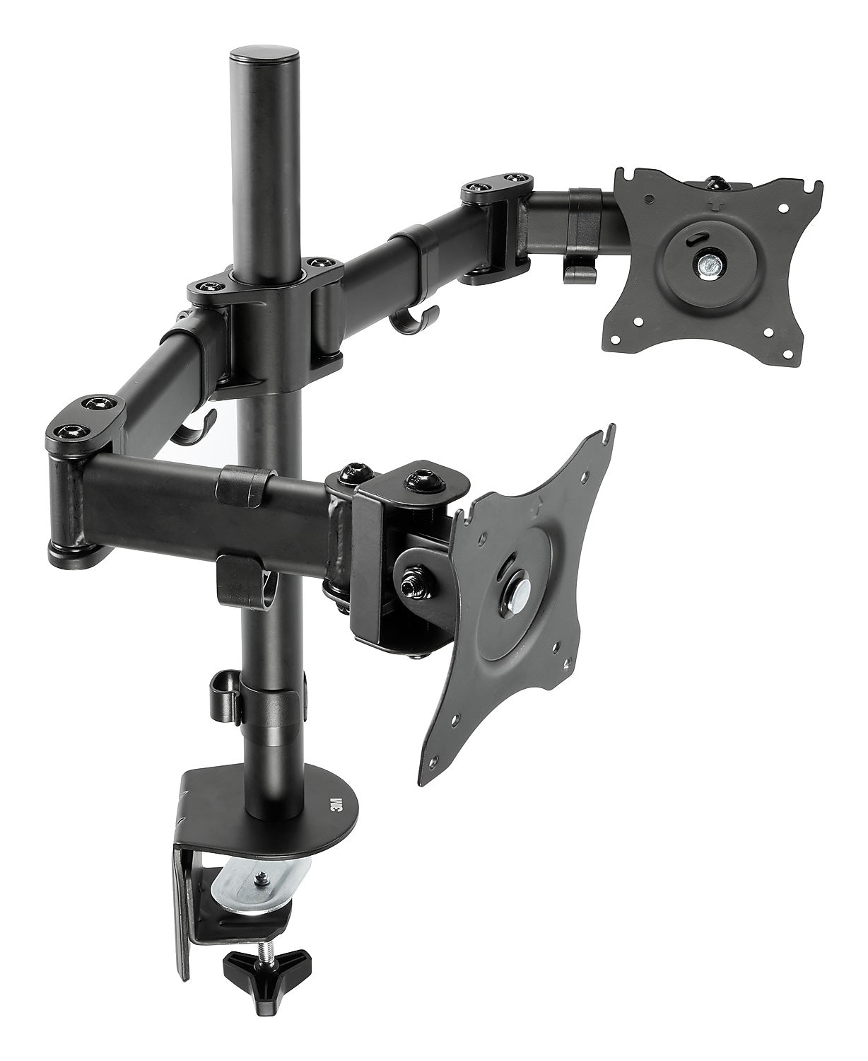 3M Dual Monitor Mount, Swivel, Tilt, Rotate, Two Monitors Up to 28.5" & 20 Lbs. Each, Clamp or Grommet, No Tools, Black (MM200B)