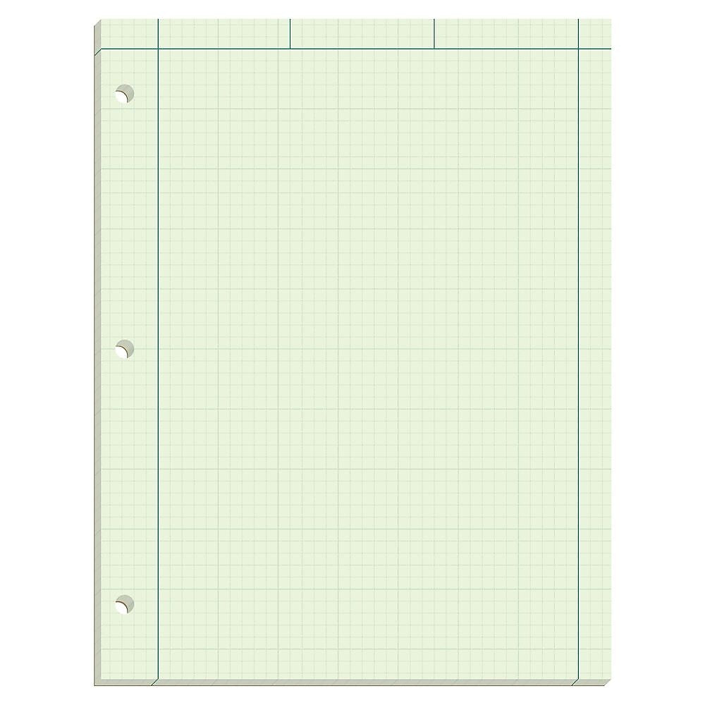 TOPS Engineering Computation Notepad, 8.5" x 11", Graph Ruled, Green tint, 100 Sheets/Pad (TOP 35500)