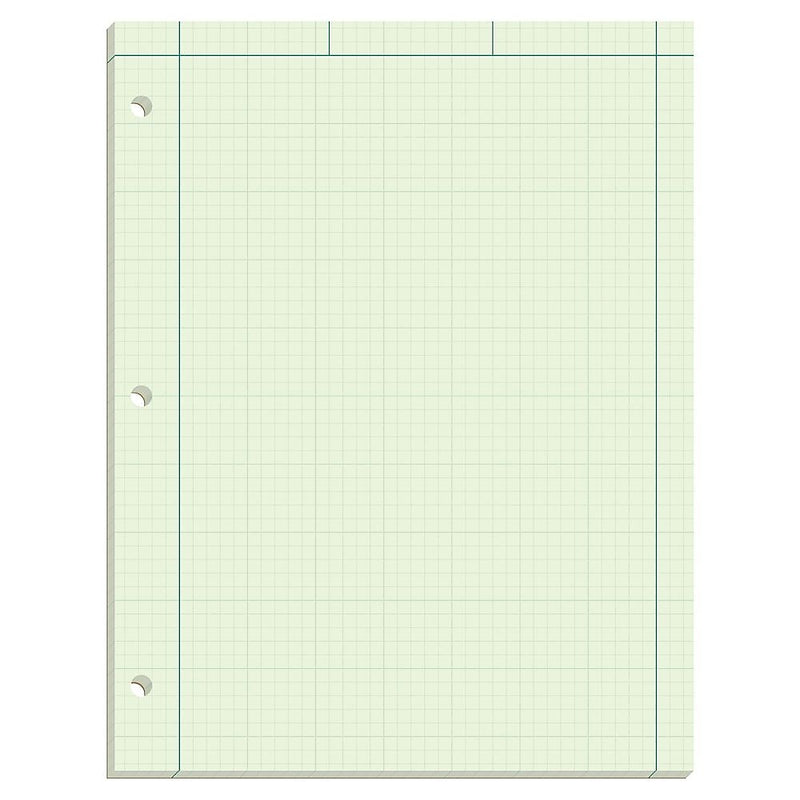TOPS Engineering Computation Notepad, 8.5" x 11", Graph Ruled, Green tint, 100 Sheets/Pad (TOP 35500)