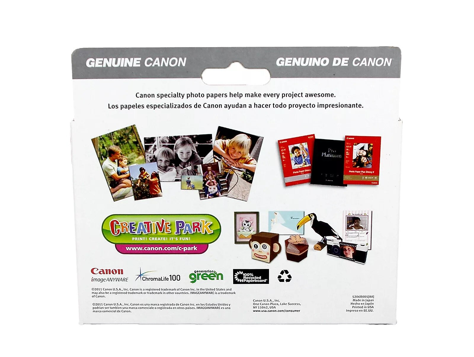 Canon 240XL/241XL Black and Tri-Color High Yield Ink Cartridge, 2/Pack with 4x6 photo paper (5206B005)