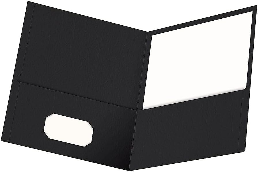 Oxford 2-Pocket Presentation Folders, Black, 25/Box (OXF 57506)