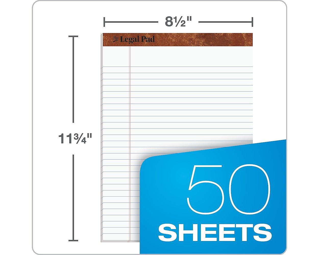 TOPS The Legal Pad Notepad, 8.5" x 11.75", Wide Ruled, White, 50 Sheets/Pad, 1 Pad/Pack (TOP 7533)