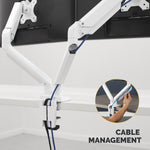 Fellowes Platinum Series Adjustable Dual Monitor Arms, Up to 40" Monitor, White (8056301)