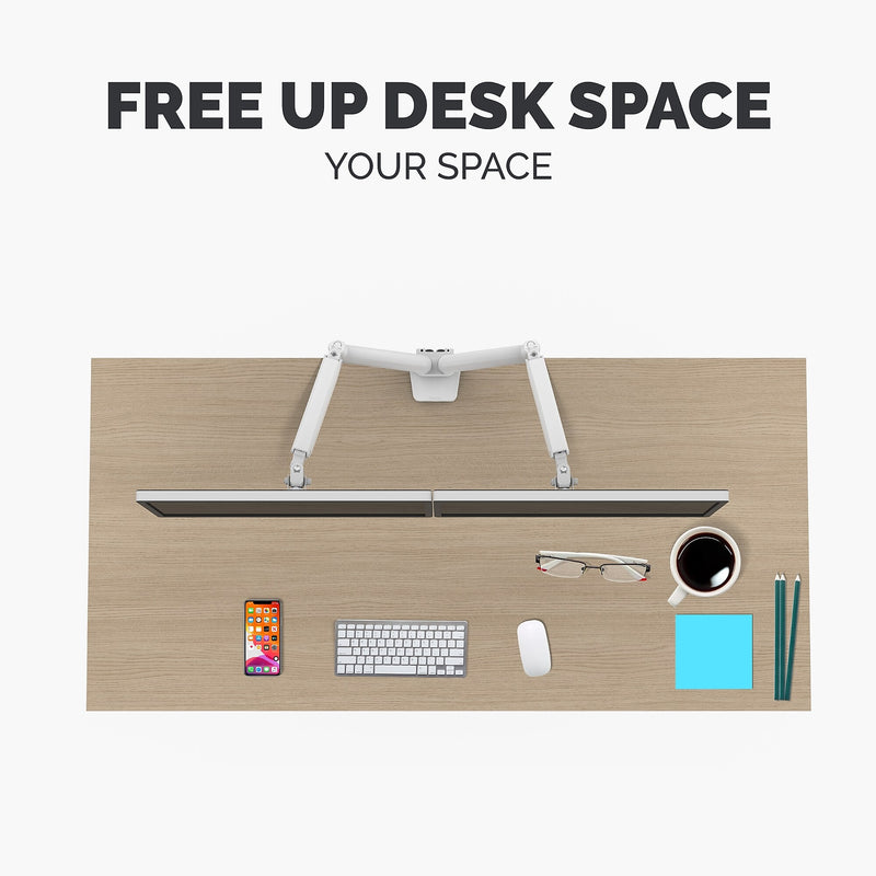 Fellowes Platinum Series Adjustable Dual Monitor Arms, Up to 40" Monitor, White (8056301)